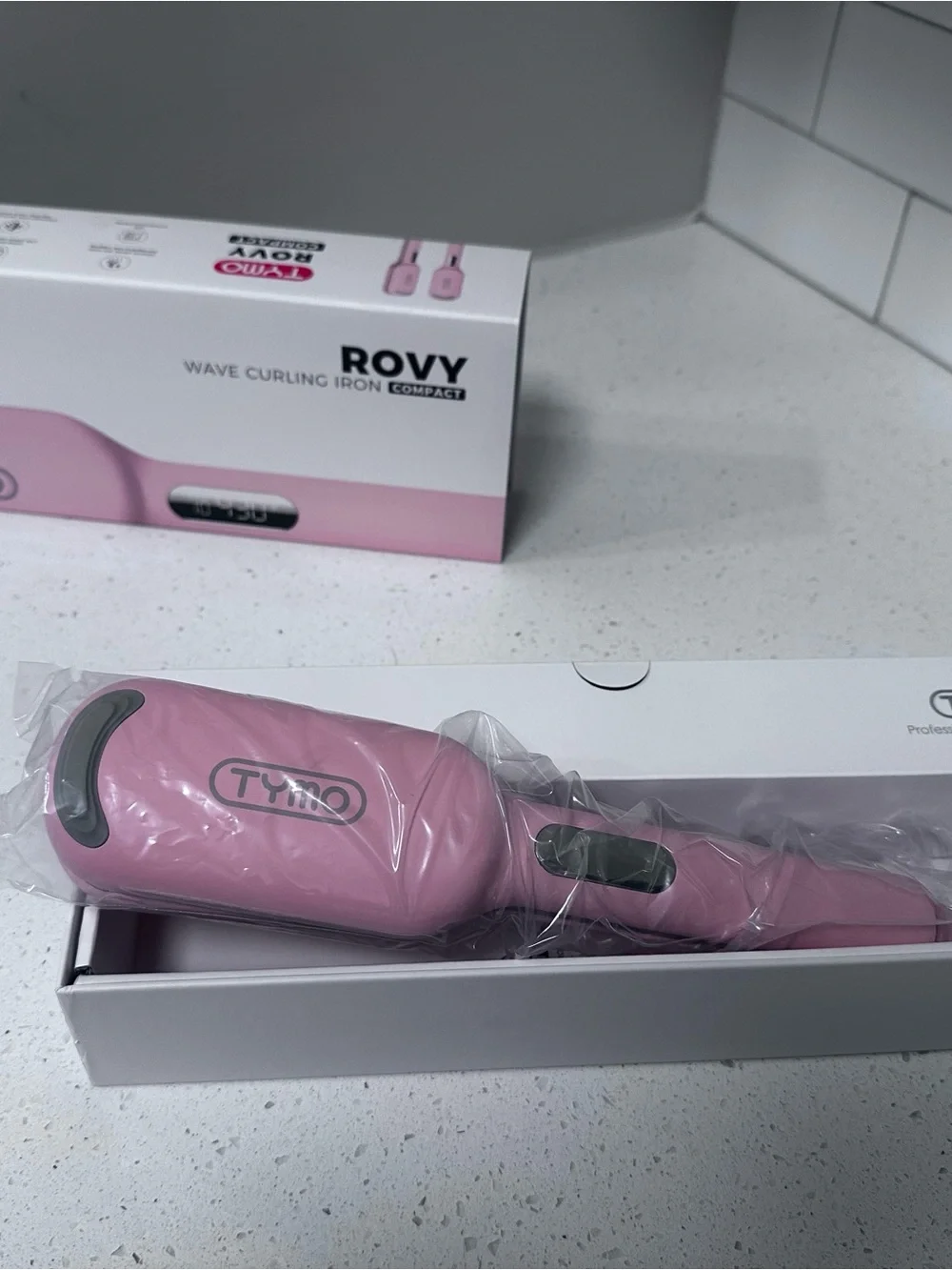 TYMO Pink Wave Curling Iron for Women with Digital Display